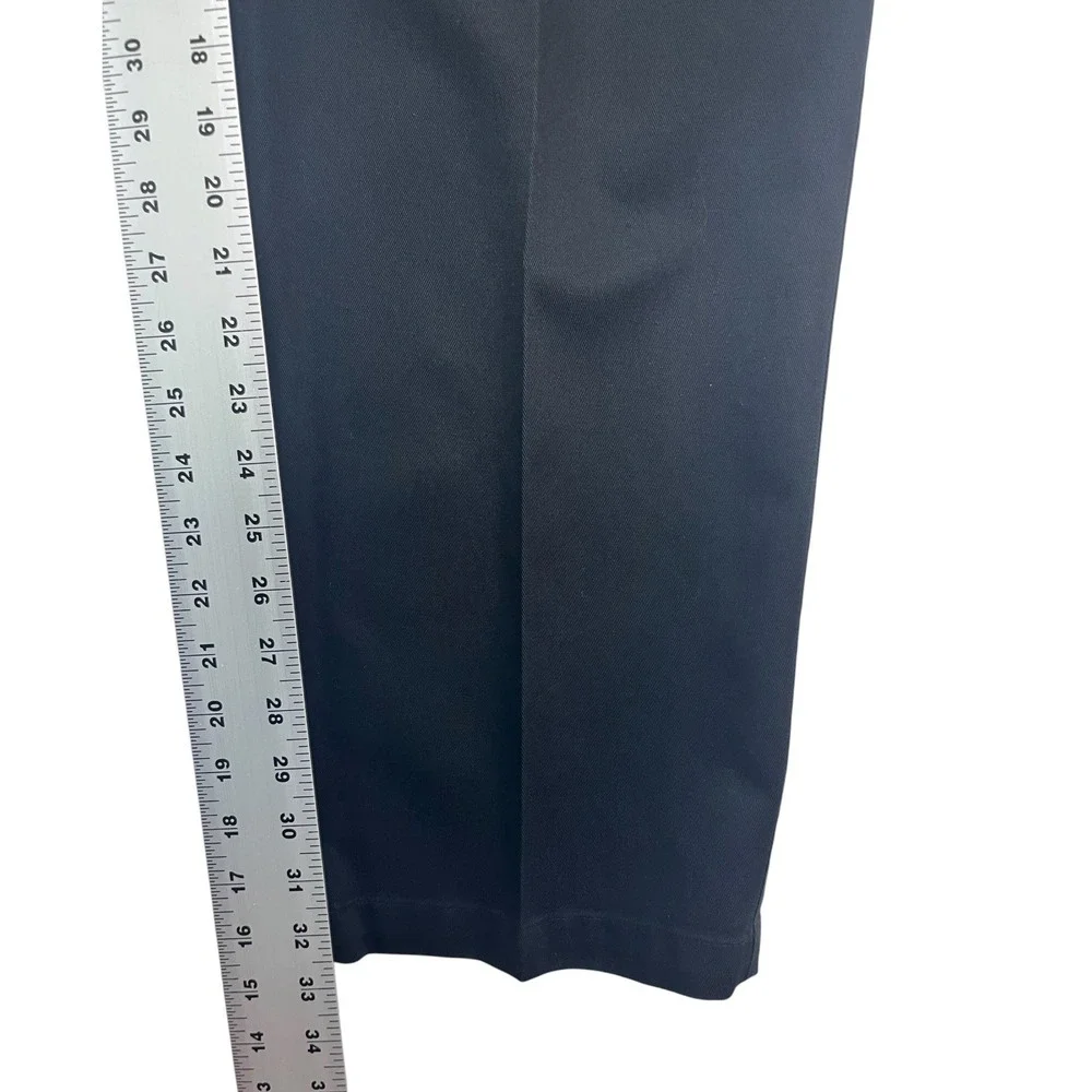 vtg Nordstrom 33x33 Navy Blue Chino Pants Pleated High Waisted Wide Leg Cotton